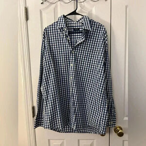 Arrow Mens Large Blue White Button Down Shirt